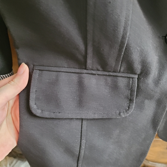 BCX Black One Button Blazer Jacket W/ Pinstripe Cuffs Size Medium - Picture 3 of 5